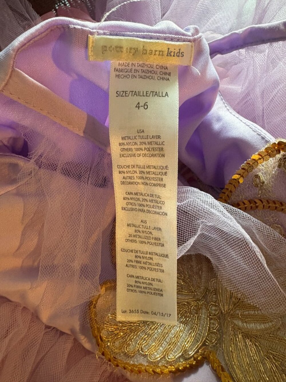 Pottery Barn Kids butterfly fairy princess costume gown DRESS ONLY 4–6 years - Picture 2 of 4